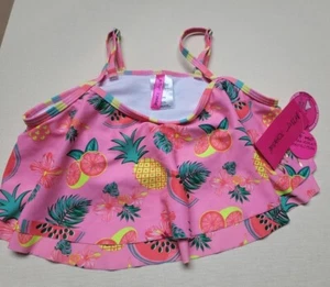 Betsey Johnson Tropical Flounce Top Bikini size 10 Pink Nwt TOP ONLY - Picture 1 of 7