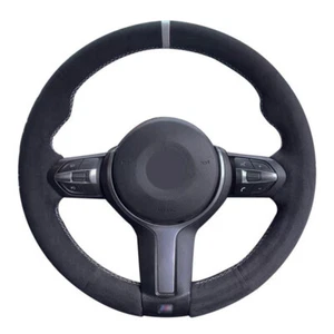 Suede Gray Stitching Steering Wheel Stitch on Wrap Cover For BMW X5 F15 13-18 - Picture 1 of 10