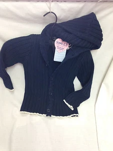 JoJo Maman Bebe Girls Blue Rib Hooded Cardigan Sweater 3-4 Years - Picture 1 of 3