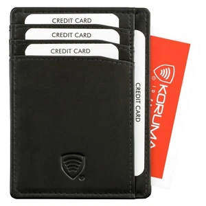 Leather Credit Card Holder 100% RFID Protection Very Slim & Thin Wallet  FREE PP - Picture 1 of 17