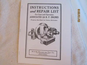 1938 Associated 3/4HP Gas Engine Instructions and Repair Manual - Picture 1 of 4