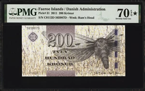Islas Feroe 200 Kronur 2011 Pick-31 EXCELENTE GEMA UNC PMG 70 EPQ/STAR - Imagen 1 de 2