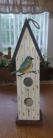 TALL WOOD BIRD HOUSE TIN BIRD Cover