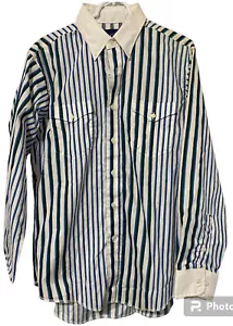 Vintage Wrangler Mens Shirt Western Striped X-Long Tail USA Large 16 34 NOS NWT - Picture 1 of 8