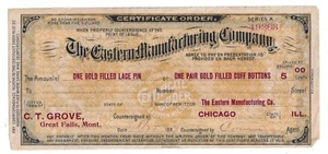 1897 The Eastern Manufacturing Company, Great Falls Mont. - Ordine Certificato - Foto 1 di 2