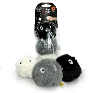 Chirp N Play Fluffy Kitty Balls, Interactive Cat Toy 3-Pack with Sound - Picture 1 of 4