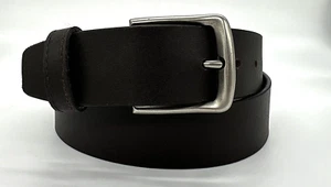 Dunkelbrauner Ledergürtel Herren Silber Schnalle Größe 38 Neu Arbeit Sport - Bild 1 von 4