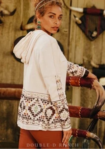NWT Double D Ranch Saddle Pad Hooded Embroidered Long Sleeve Western Top Large - Picture 1 of 11