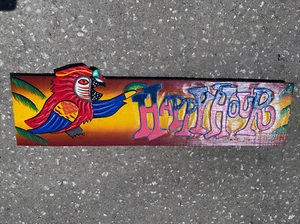 24” ALWAYS HAPPY HOUR PARROT SIGN WALL ART TIKI DECOR - Picture 1 of 1