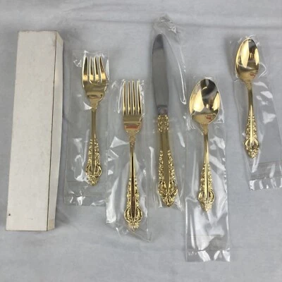 Vintage Reed & Barton Royal Gold Electroplate 5 Piece Place Setting NEW!! Pc - Image 1 of 4