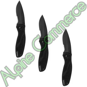 *3-Knives* Blur Black Serrated Stainless Steel 7.9” Pocketknife 1670BLKST - Picture 1 of 5