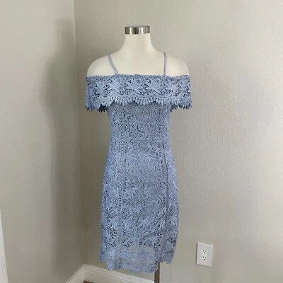 J.O.A. Revolve Womens Small Lavender Lace Overlay Off The Shoulder Dress - Изображение 1 из 4