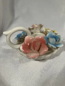 Vintage Ceramic Flower Candlestick - Imagen 1 de 5