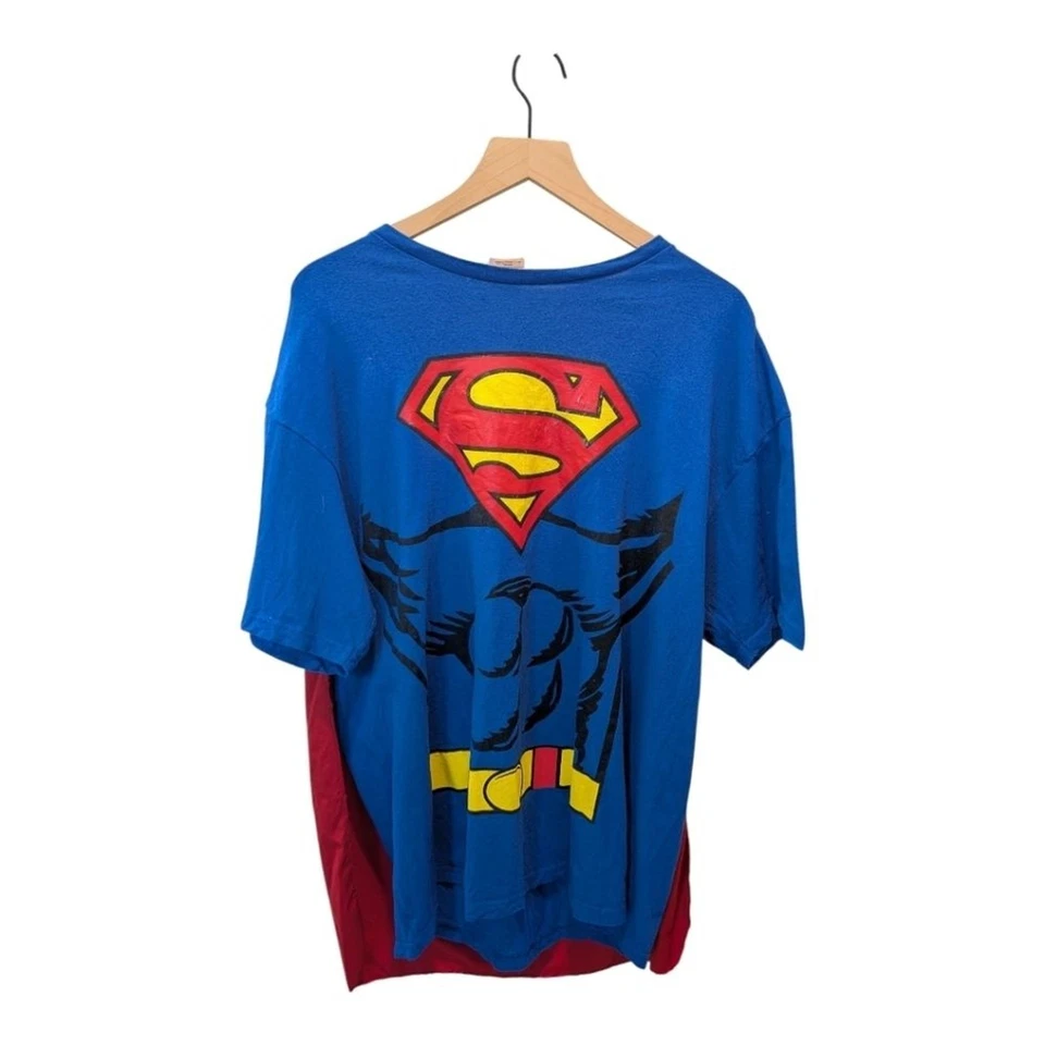 Vintage Superman Costume T-Shirt Cape XL Blue Red Rubie’s Made USA Halloween DC - Image 1 of 4