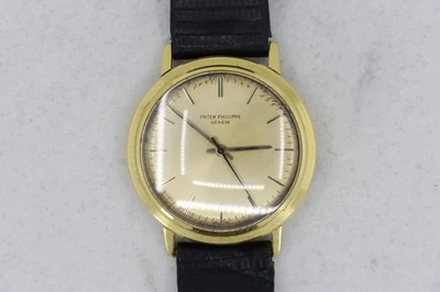 Patek Philippe Calatrava 3569J Gold Stick Dial Black Leather Strap 18K Automatic - Image 1 of 4