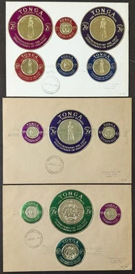 Tonga Gold Coinage Issue 1962 Wheels Set of 3 First Day Covers Rare - Image 1 of 2