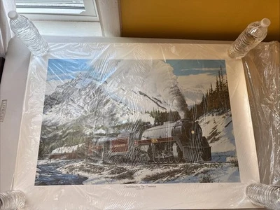 1985 Подписанный Ларри Фишер Принт Doubleheading The Dominion Канадский Тихоокеанский Поезд - Изображение 1 из 4