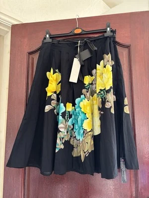 Ladies Rocha John Rocha Black Floral Summer Cotton Skirt Size 10  - Image 1 of 4