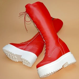 Winter Chunky Sneakers Womens Leather Wedges Knee High Snow Boots Platform Pumps - Picture 1 of 16