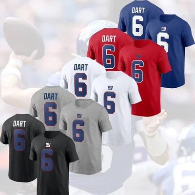 NOVO EM FOLHA! Jaxson Dart #6 New York Giants 2025 nome e número de jogador para fãs - Imagem 1 de 4