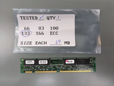 64MB PC133 SDRAM DIMM, 168-pin RAM Memory Stick - Image 1 of 3