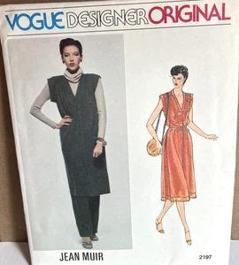 Abito originale anni 80 Vogue Jean Muir designer tunica pantaloni modello non tagliato FF taglia 12 - Foto 1 di 2