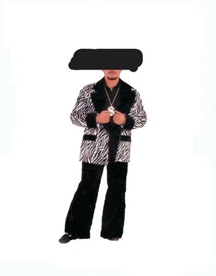 TRAJE DE PAPÁ PROXENETA - Disfraz de alta calidad de alquiler - Adulto XL - Cebra con negro Foto 1 de 4
