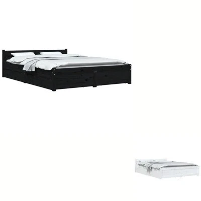 Bed Frame Queen King Size Mattress Base with Storage Drawers Bedroom vidaXL - image 1 of 2