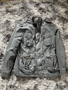 Lucky Brand Black Label Jacke M grau Camouflage gefüttert Canvas Cargo Taschen Utility - Bild 1 von 9