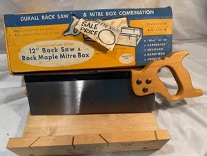 Vintage Durall Back Saw & Wood Miter Box. German made w/original box.Excellent - Picture 1 of 9
