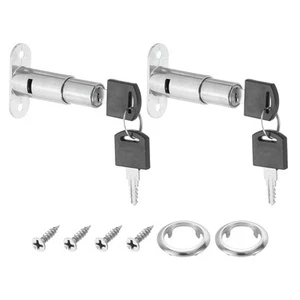 2Pcs 2-1/2"x3/4" Drawer Desk Cabinet Push Plunger Lock, Keyed Alike - Picture 1 of 9