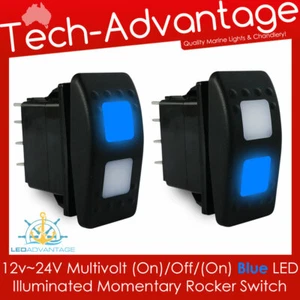 Interruptor estilo Carling con cabrestante de anclaje momentáneo (encendido)/apagado/encendido azul 12 V 24 V - Imagen 1 de 9