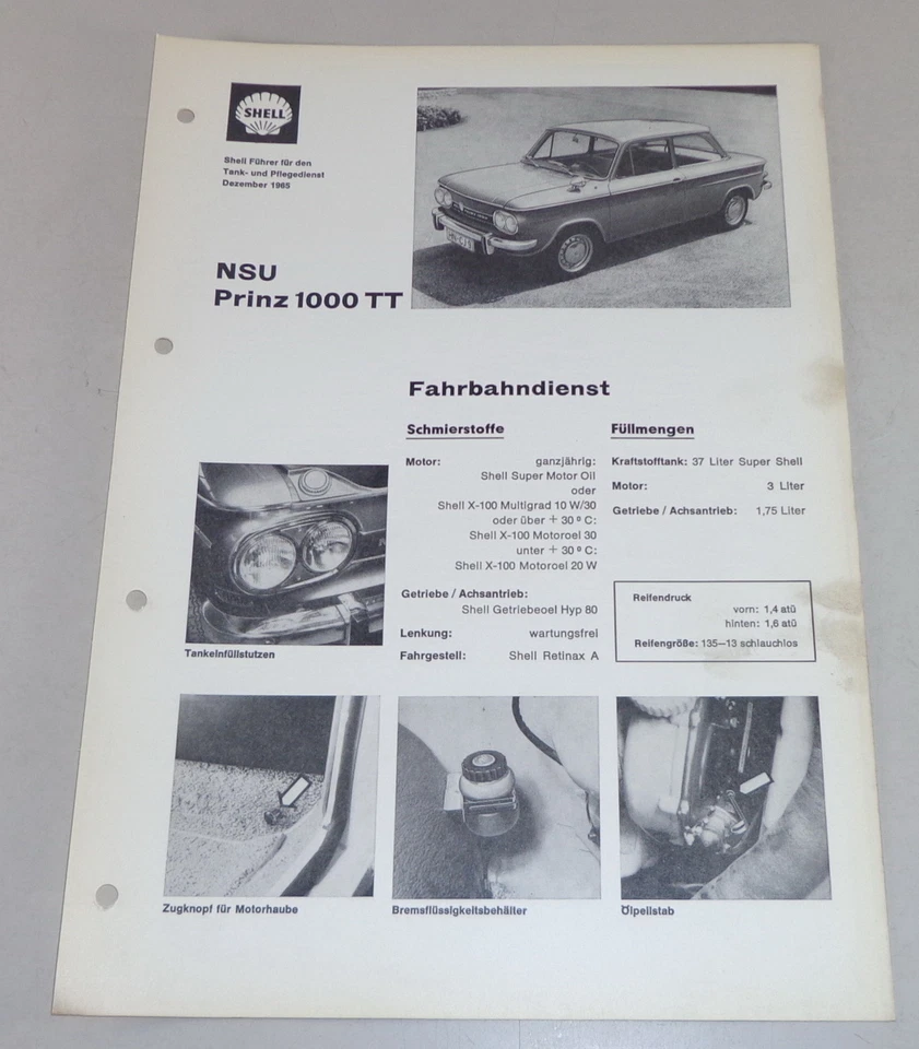 Shell Lubrificazione per NSU Principe 1000 Tt Stand 12/1965 - Immagine 1 di 1