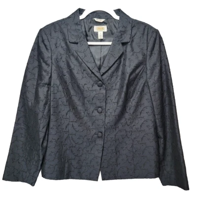 Blazer Talbots Mujer 12 100% Seda Chaqueta de Carrera Bordada Forrada Chaqueta Vine Foto 1 de 4