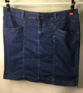 AUTOGRAPH MID DENIM BLUE “SEAMED” STRETCH MIDI SKIRT SIZE 26 ALL NEW - Picture 1 of 11