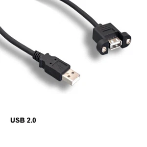 KNTK 1' Panel-Mount USB 2.0 Type A Extension Cord 28AWG Sync Charge Data Cord - Picture 1 of 1