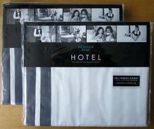 PEACOCK BLUE HOTEL Oxford Pillowcase Pair IMPERIAL GRAPHITE/WHITE New BEDECK