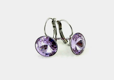 AUSTRIAN CRYSTAL 11MM VIOLET,SST ,LEVER-BACK EARRINGS-SIZE: MEDIUM - Image 1 of 4