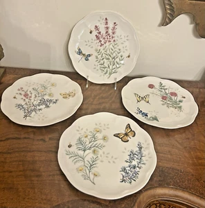 4 NEW Lenox BUTTERFLY MEADOW 9" Luncheon or Salad Plates w/ Scalloped Edges NWT - Picture 1 of 13