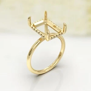 Semi-Mount Radiant Cut Engagement Ring Setting with Hidden Halo 7x9 MM stone - Picture 1 of 6