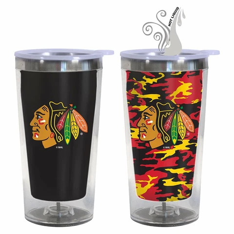 NEW! CHICAGO BLACKHAWKS COLOR CHANGE TUMBLER w/ LID 16oz LICENSED Cover