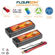 2x 2S 7.4V 5200mAh 30C LiPo Battery Pack Deans for RC Car Airplane Truck Evader