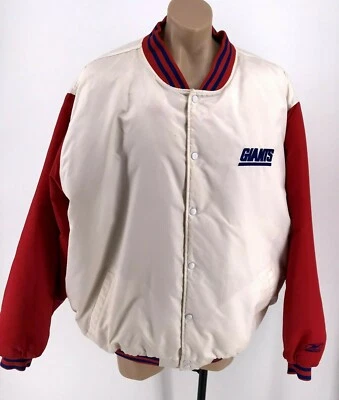 New York Giants Reebook Mens 3XL White Red Button up Satin Nylon Coat Jacket  - Изображение 1 из 4