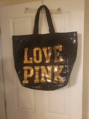 Bolso de Mano Victoria's Secret Rosa Lentejuelas Negro y Dorado Foto 1 de 3