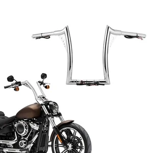 12" Pre-Wired Meathook Ape Hanger Handlebar For Harley Dyna Softail Sportster - Picture 1 of 7
