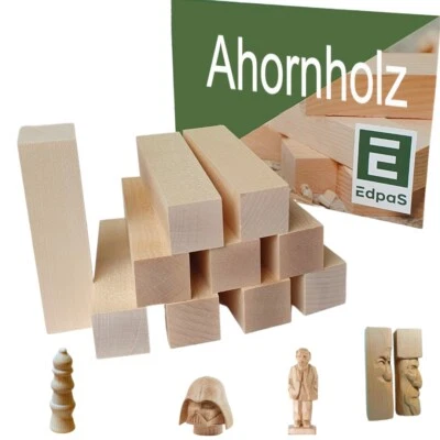 Edpas Legno Intagliato Acero - 10 Pezzi Blocco di Legno + Modello di Intaglio da Intagliare