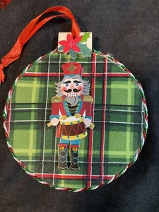 Nutcracker Drummer Christmas Ornament Tartan Plaid Green And Red - Picture 1 of 2