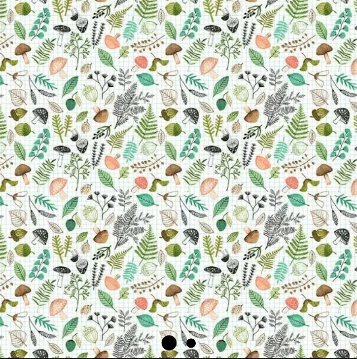 BOLT END 28 INCHES Clothworks White Imagine Terrarium Plants Quilt Fabric - Image 1 of 1