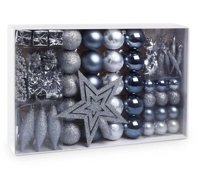 Weihnachtskugeln Kunststoff mit Stern Baumspitze Weihnachtsbaumkugel 73tlg - Bild 1 von 4