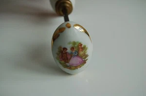 Vintage Signed Fragonard French Porcelain Limoges Courting Couple Door Knobs - Picture 1 of 12